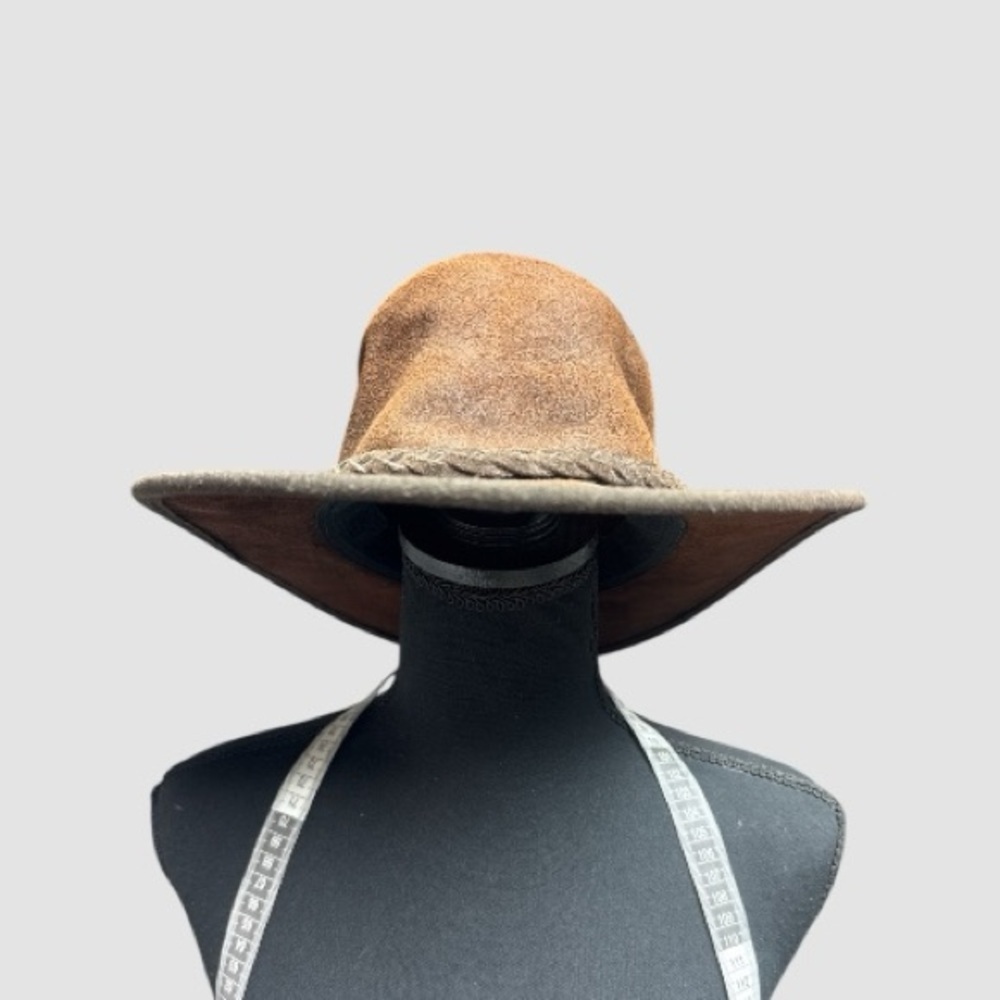 Bramah leather Brown Wide-Brimmed Hat size small